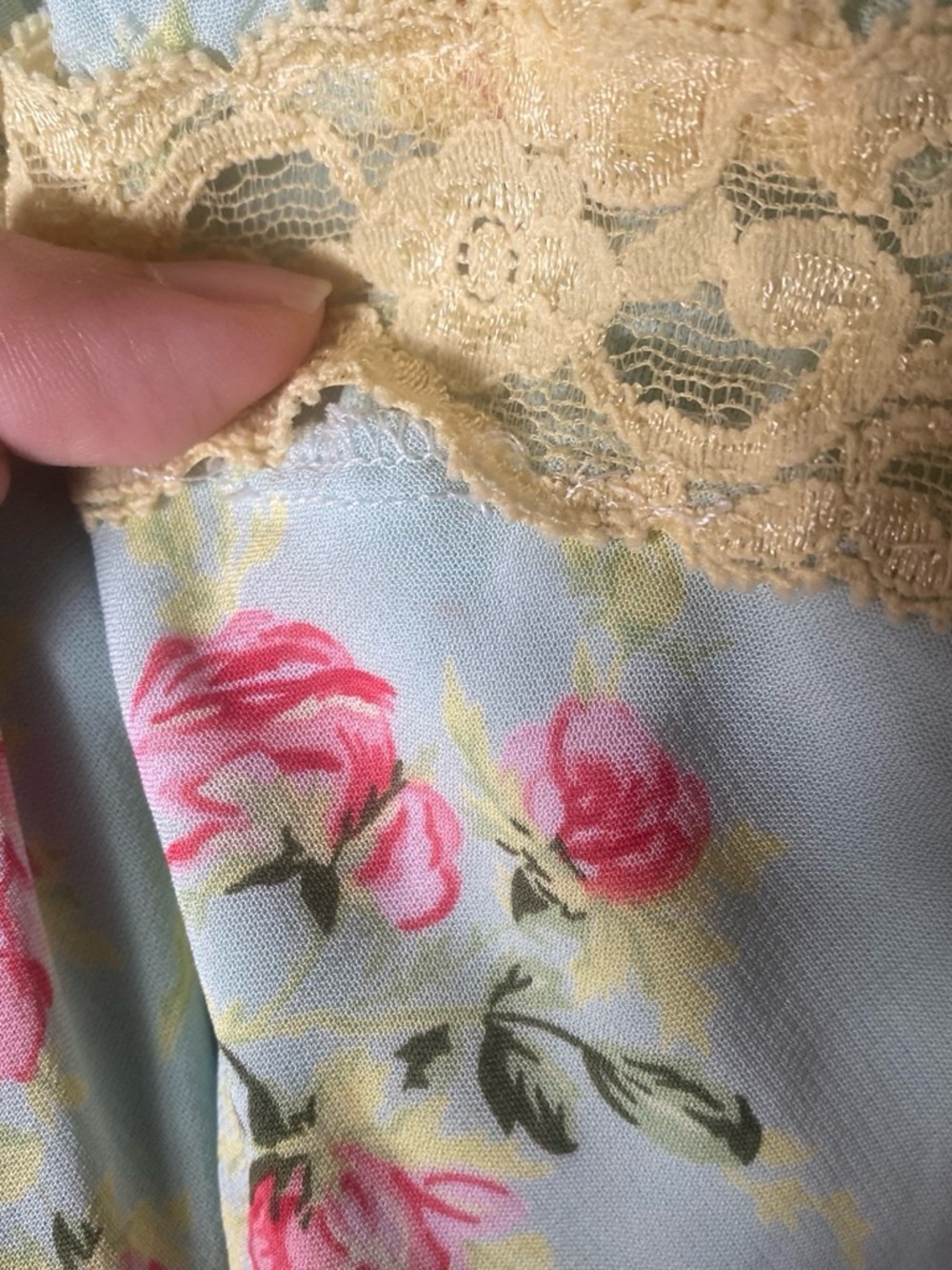 Betsey Johnson Mint Slip Dress with Yellow Lace Trim - Picture 5 of 6